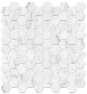 1.25 In Hexagon Bianco Venatino Polished Marble Mosaic