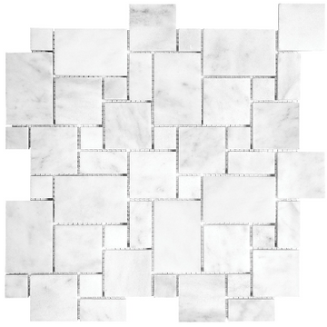 Mini Versailles Bianco Venatino Honed Marble Mosaic