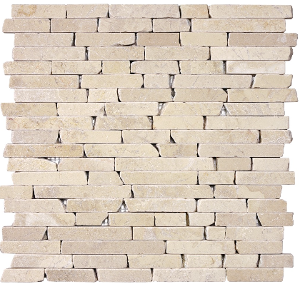 Random Strip Berkshire Crema Tumbled Marble Mosaic