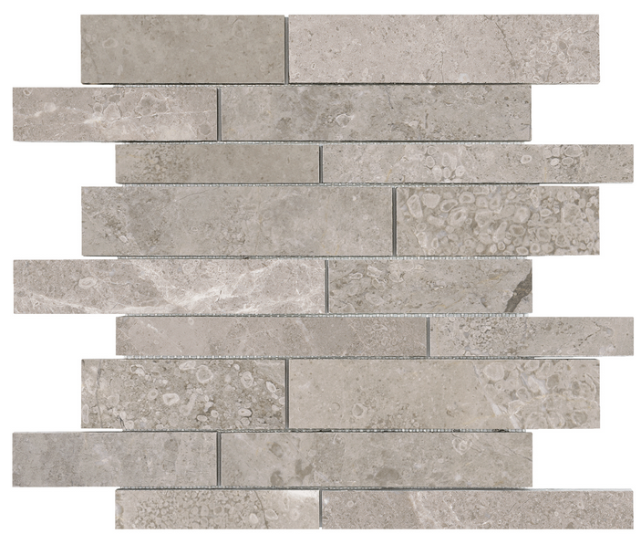 Random Strip Ritz Gray Honed Marble Mosaic