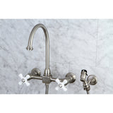 Wall Mount Bridge Kitchen Faucet with Brass Sprayer