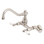 Vintage 6 Inch Adjustable Center Wall Mount Kitchen Faucet