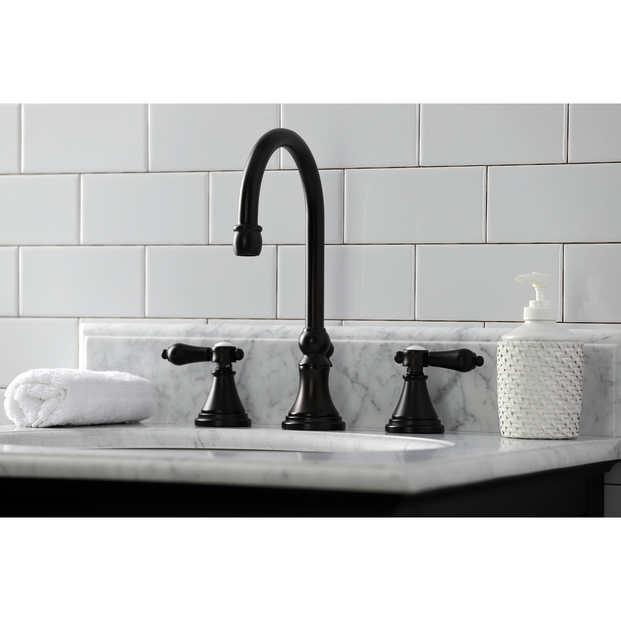 Heirloom Widespread Bathroom Faucet With Brass Pop Up