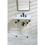 Templeton 30" x 22" Carrara Marble Bathroom Console Vanity with Acrylic Pedestal