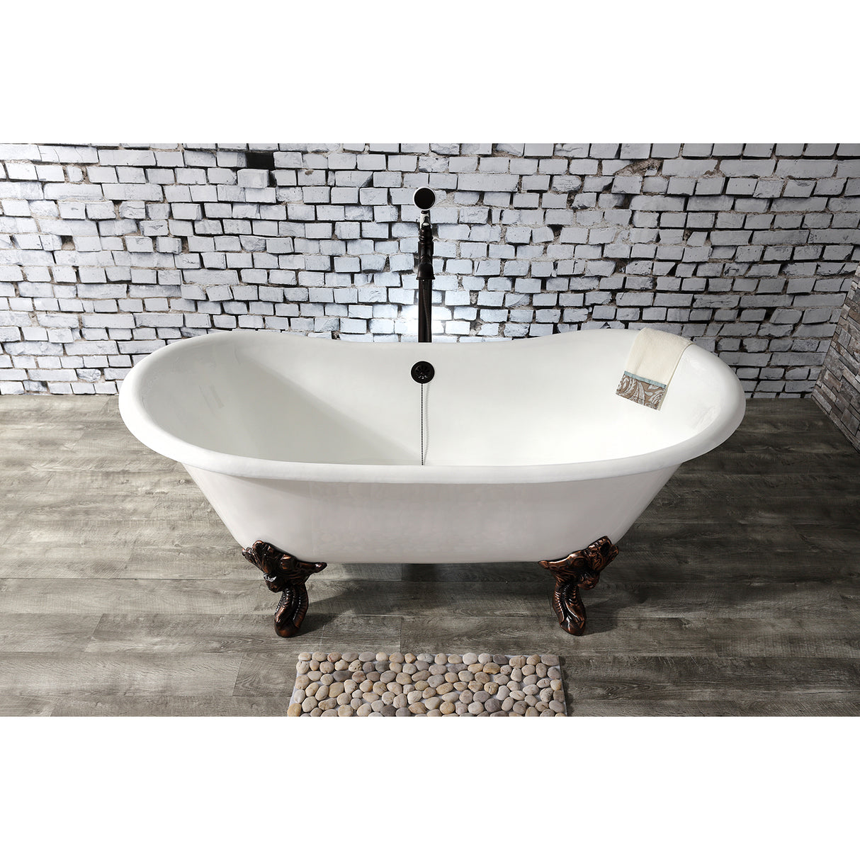 Cast Iron Double Slipper Clawfoot Tub (No Faucet Drillings)