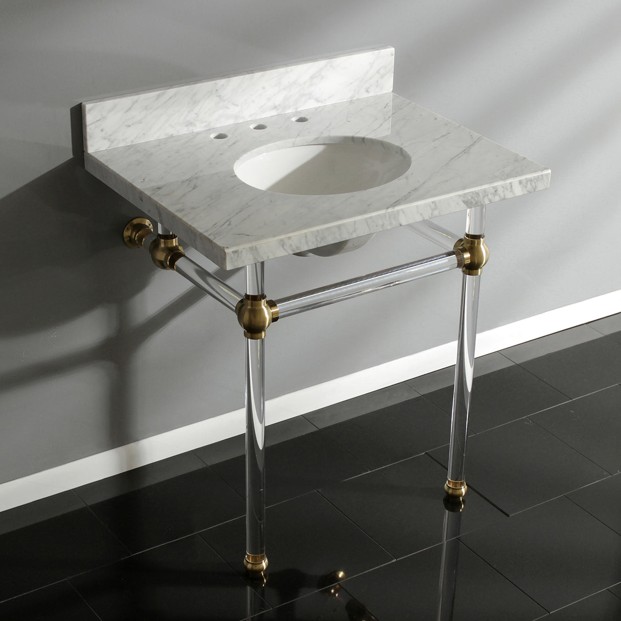 Templeton 30" X 22" Marble Vanity Top w/Acrylic Console Legs