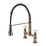 Heritage Two-Handle Deck-Mount Pull-Down Sprayer Kitchen Faucet