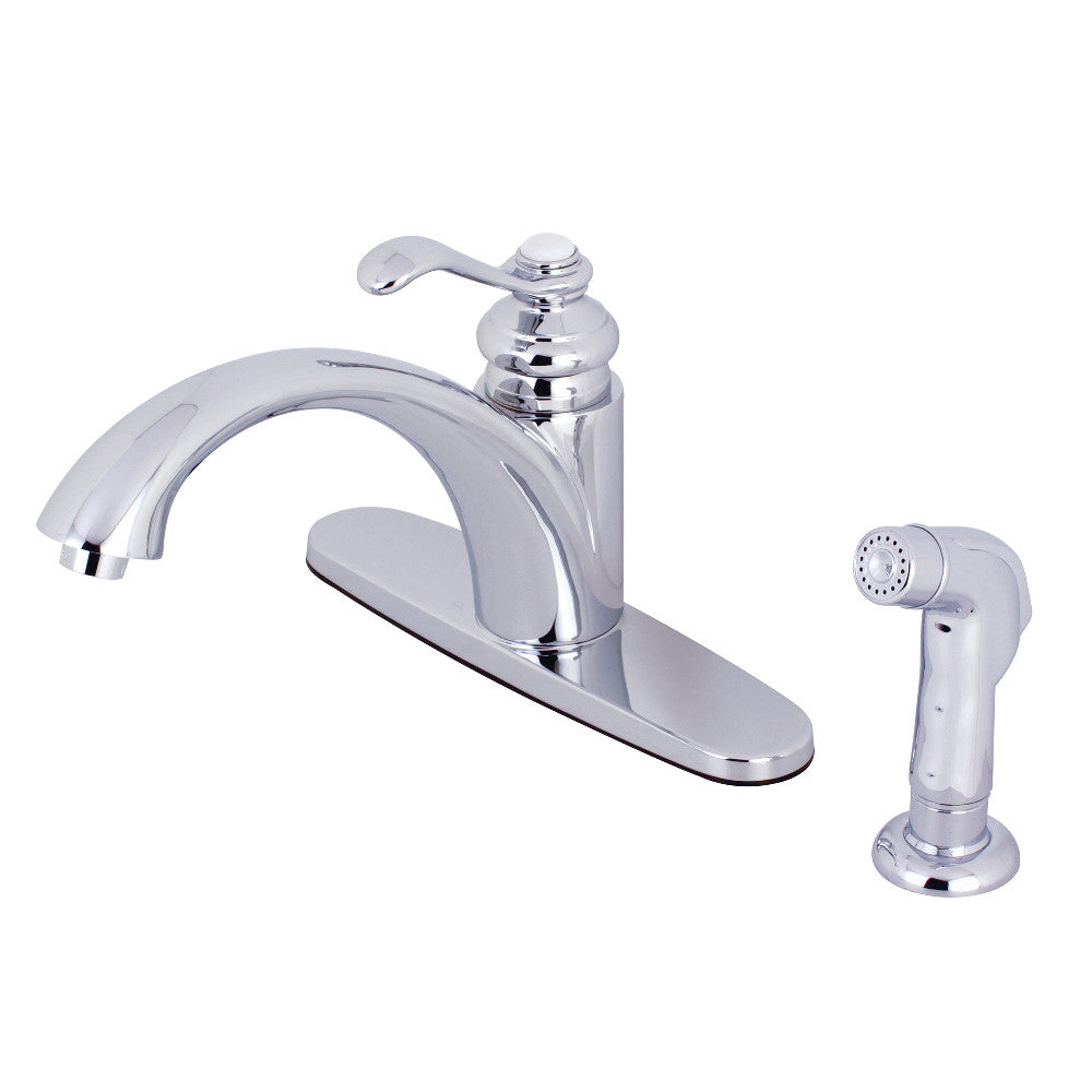 Templeton 2 and 4 Hole Single Handle Kitchen Faucet with Side-Sprayer, Polished Chrome