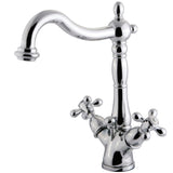 Two-handle Single Hole Deck Mount Bathroom Sink Faucet with Brass Pop-up and Cover Plate