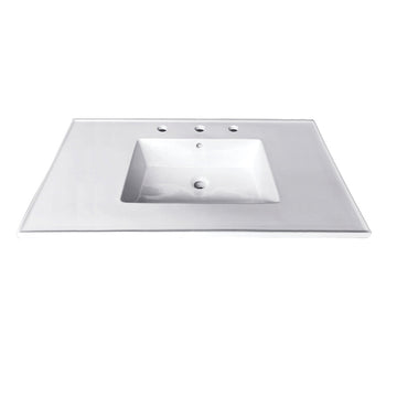 Fauceture Continental 31" x 22" Ceramic Vanity Top, 8", 3-Hole, White