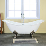 Cast Iron Double Slipper Clawfoot Tub (No Faucet Drillings)