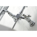 Heritage Traditional Wall Mount Bridge Kitchen Faucet with Brass Sprayer