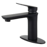 Single-Handle Bathroom Faucet with Deck Plate and Drain