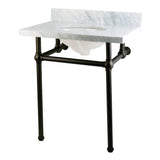 Templeton 30" x 22" Carrara Marble Vanity Top with Brass Console Legs