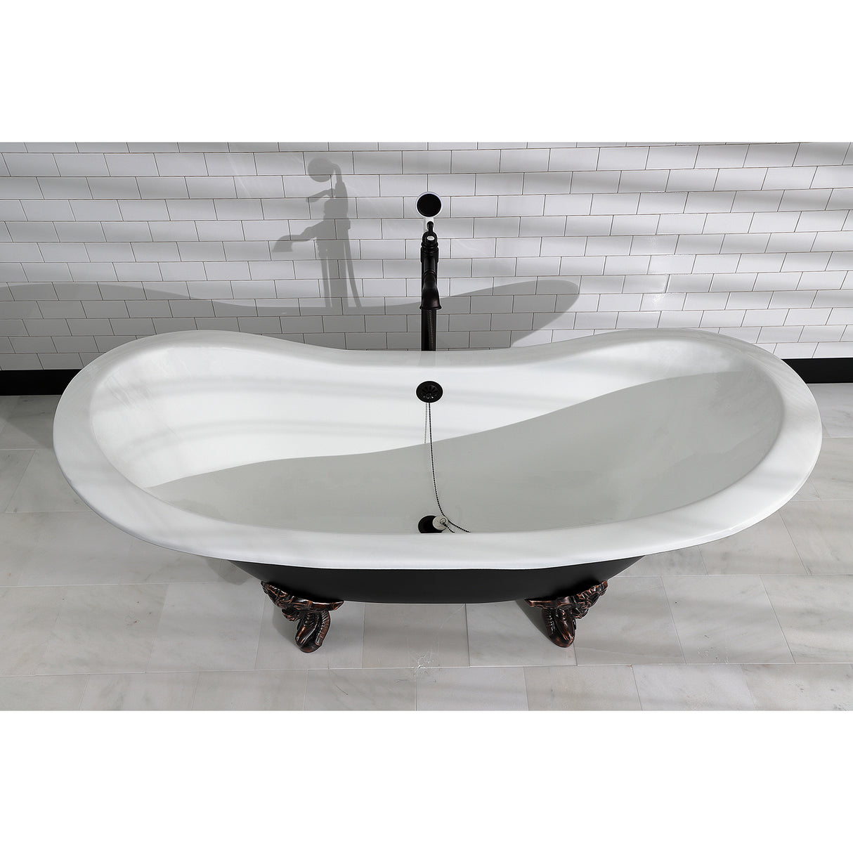 Cast Iron Double Slipper Clawfoot Tub (No Faucet Drillings)