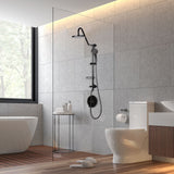 Rain Shower System W/ 8" Showerhead - 36.25"H X 8"W X 23.75"D - Brass - Adjustable Brass Slider - Surface Mounted Shower Systems