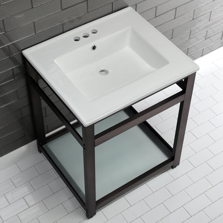 25" x 22" Ceramic Console Sink (4 - Inch, 3 - Hole) - BUILDMYPLACE