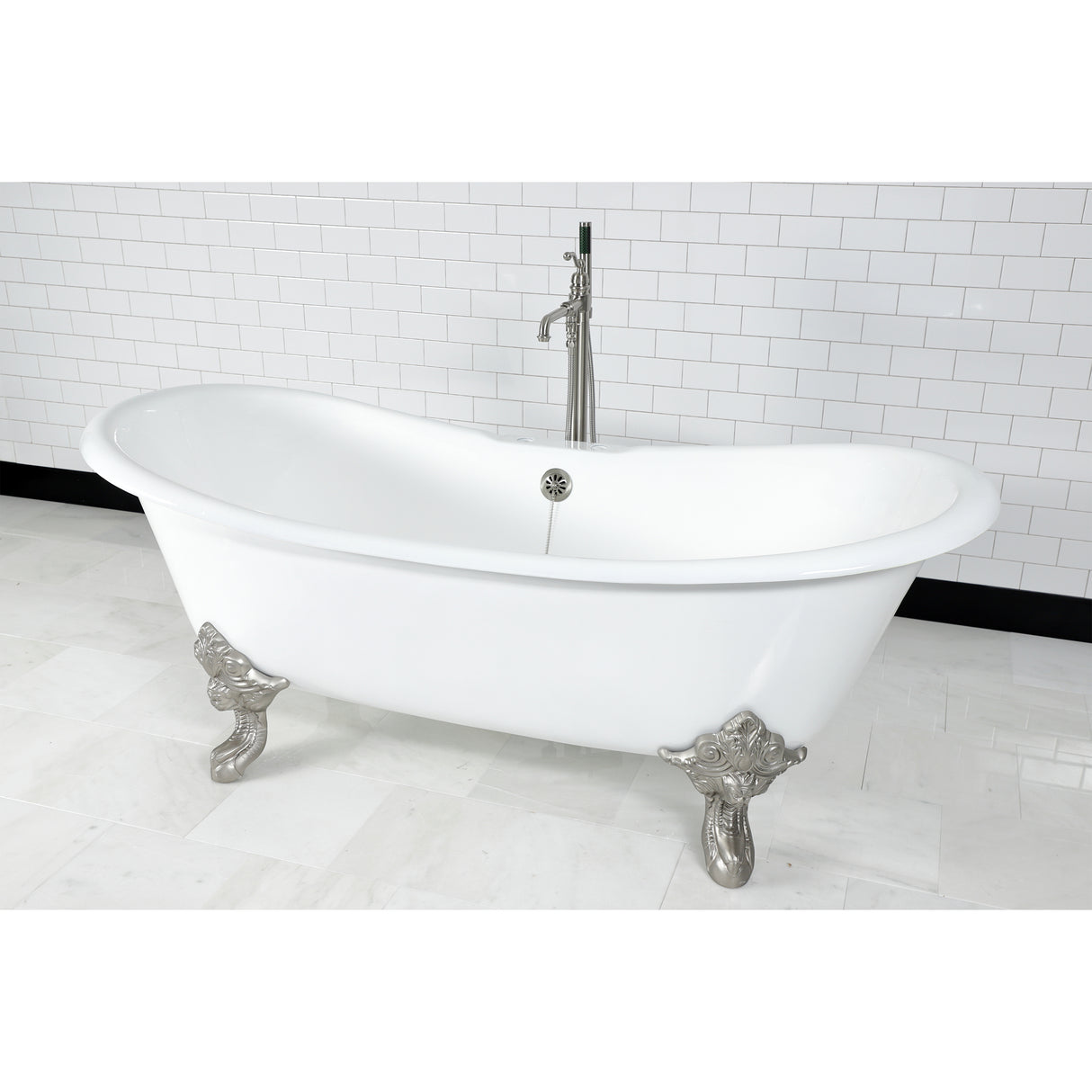 Cast Iron Double Slipper Clawfoot Tub (No Faucet Drillings)