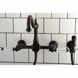 Wilshire Wall Mount Bridge Kitchen Faucet with Brass Sprayer