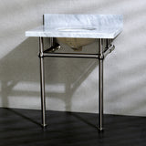 Templeton 30" x 22" Carrara Marble Vanity Top with Brass Console Legs