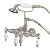 Vintage 3.4" Wall Mount Tub Faucet With Hand Shower In 2.88" Spout Reach