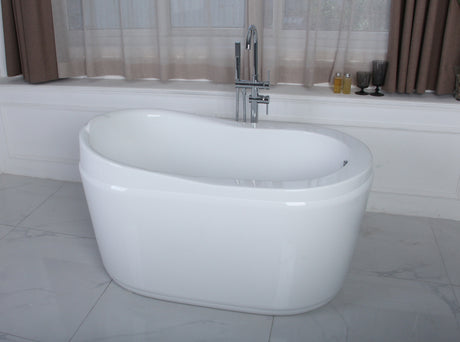 Acrylic Freestanding Tub with Drain, White - BUILDMYPLACE