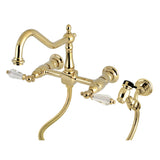 Wilshire Wall Mount Bridge Kitchen Faucet with Brass Sprayer