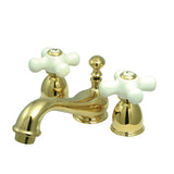 Restoration Mini Widespread Lavatory Faucet W/ Porcelain Cross Handle