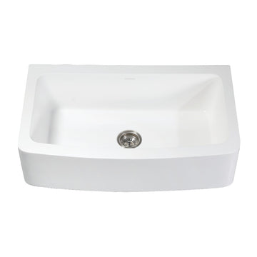 Gourmetier Solid Surface 36" x 22" Farmhouse Single Bowl Kitchen Sink, Matte White