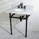 Templeton 30" x 22" Carrara Marble Vanity Top with Brass Console Legs