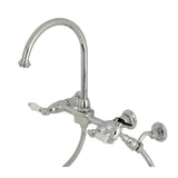 Restoration Wall Mount Bridge Kitchen Faucet with Brass Sprayer