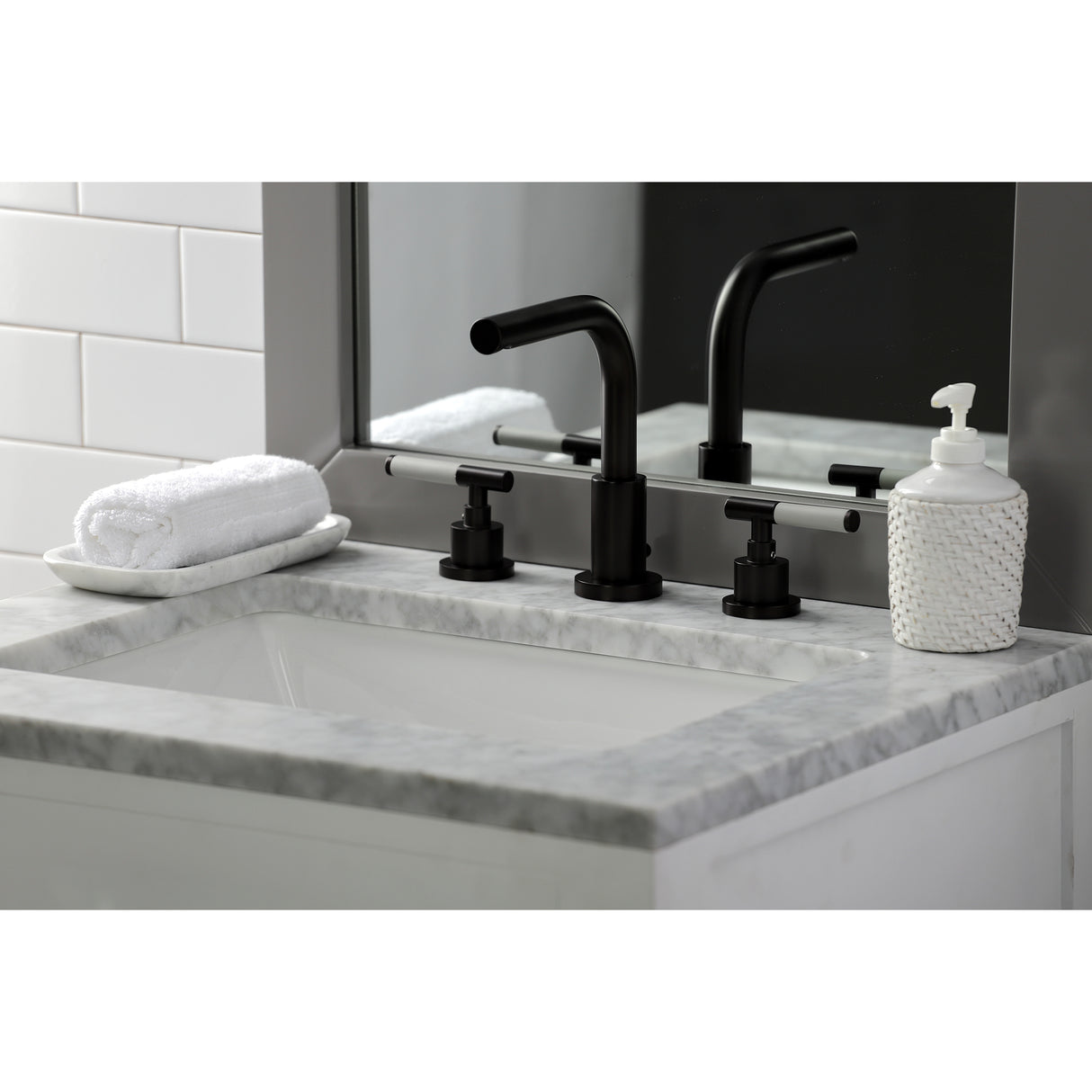 Widespread Bathroom Faucet with Brass Pop-Up