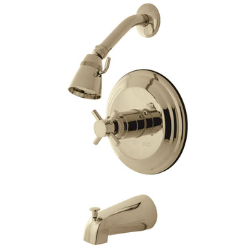 Concord Tub & Shower Faucet With Single Function Shower Head & Metal Cross Handle