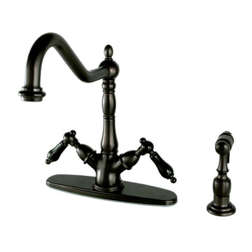 8" Centerset Deck Mount Kitchen Faucet W/ Brass Sprayer