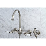 Restoration Wall Mount Bridge Kitchen Faucet with Brass Sprayer