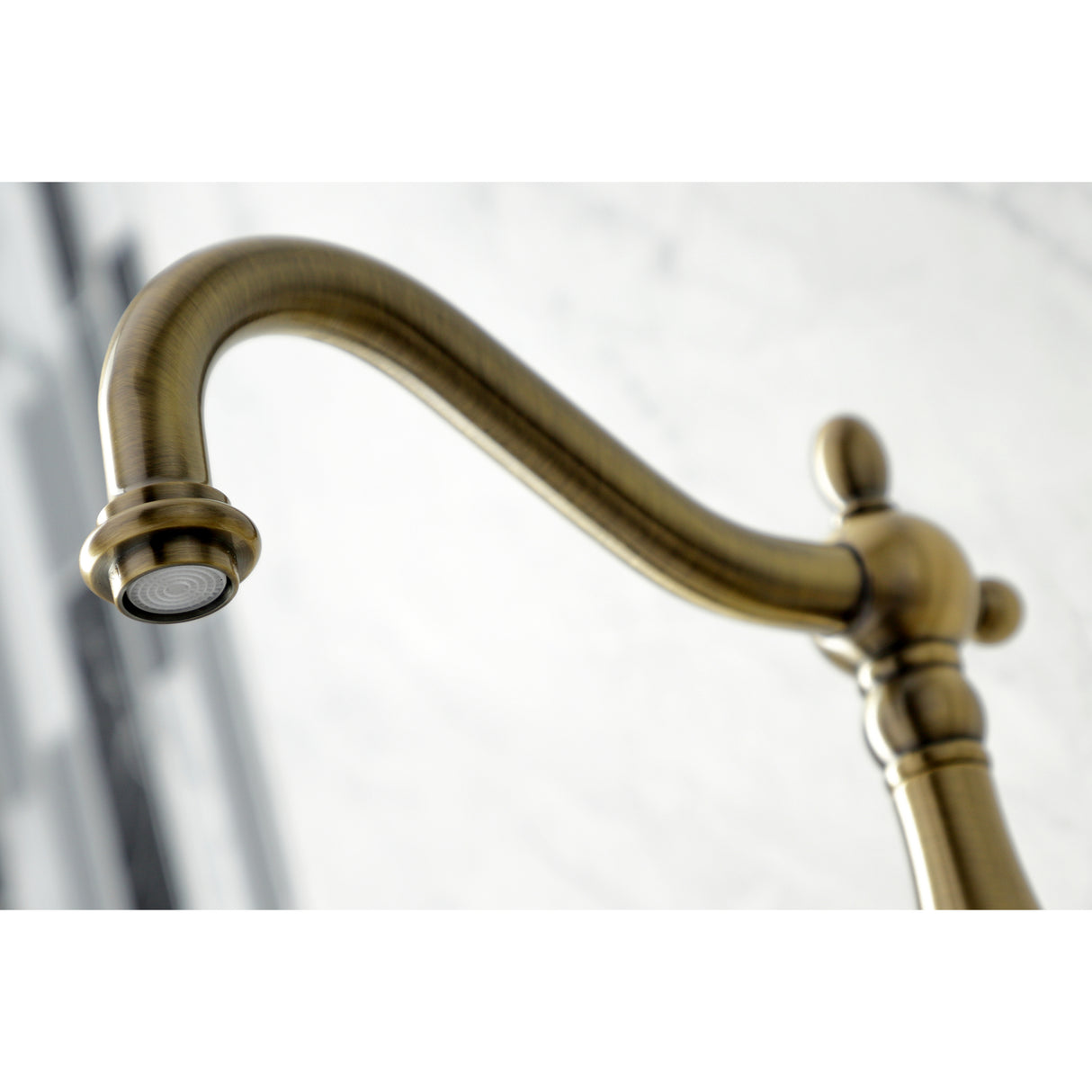 Heritage Traditional Wall Mount Bridge Kitchen Faucet with Brass Sprayer