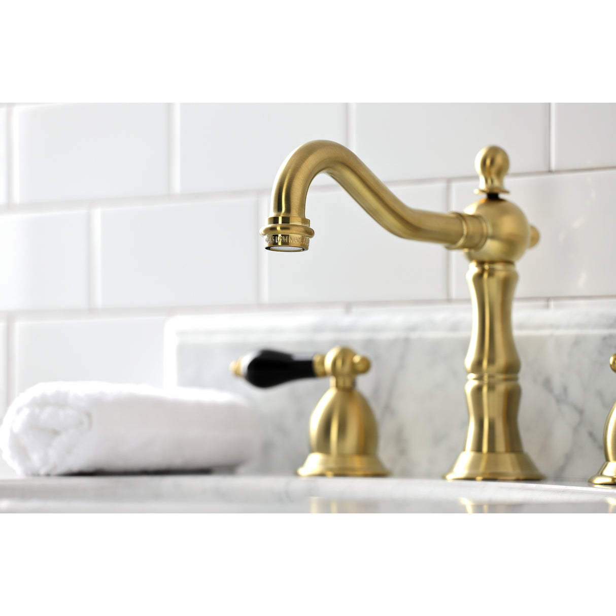 Widespread Bathroom Faucet w/ Brass Pop-Up