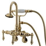 Vintage Adjustable Center Wall Mount Tub Faucet In 7.69 Spout Reach, Metal Handle