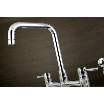 Concord Two Handle Bridge Kitchen Faucet W/ Brass Side Sprayer, Brass & Zinc Alloy Construction
