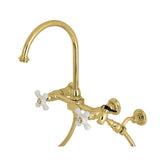 Wall Mount Bridge Kitchen Faucet with Brass Sprayer