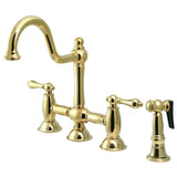 Restoration Bridge Kitchen Faucet With Brass Sprayer In 8.5" Spout Height