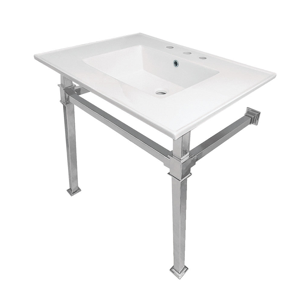 Monarch 31" x 22" Ceramic Console Sink (8" Faucet Drilling)