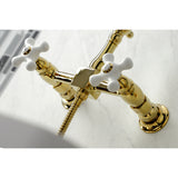 Heritage Wall Mount Bridge Kitchen Faucet W/ Brass Sprayer