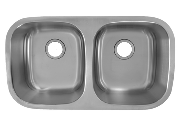32 x 18 Inch, Undermount Double Bowl Rounded Kitchen Sink In Stainless Steel