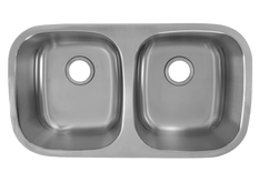 32 x 18 Inch, Undermount Double Bowl Rounded Kitchen Sink In Stainless Steel