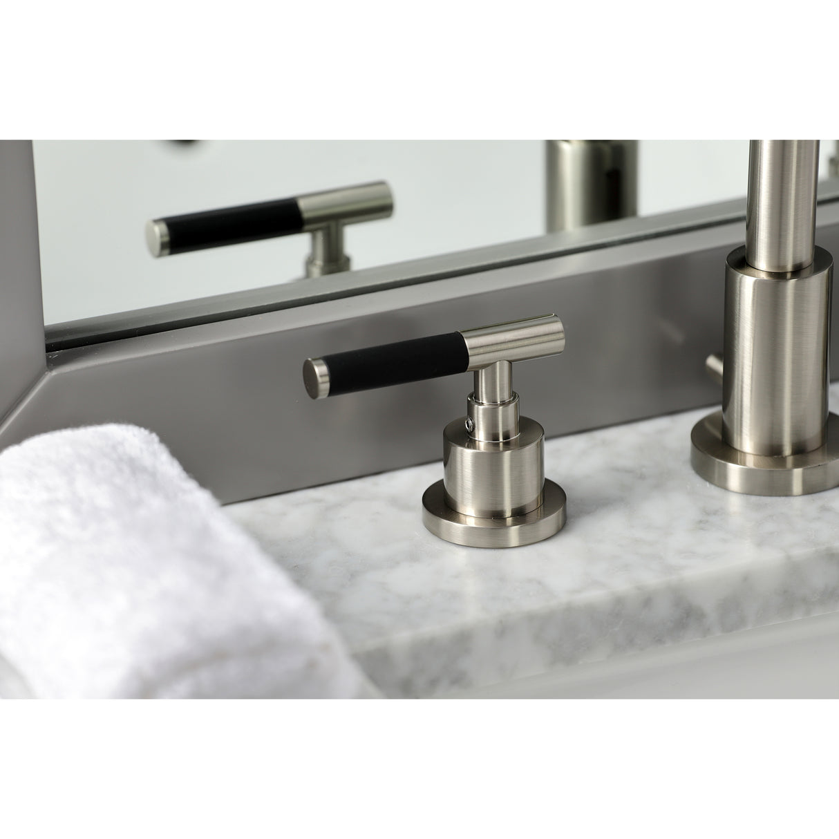 Widespread Bathroom Faucet with Brass Pop-Up