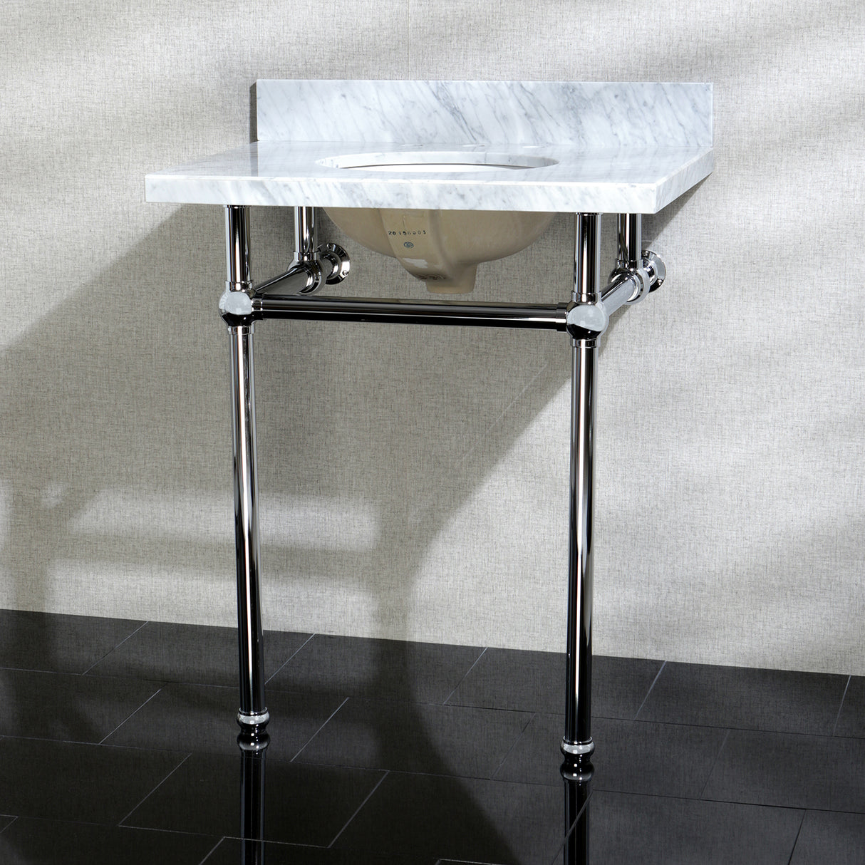 Templeton 30" x 22" Carrara Marble Vanity Top with Brass Console Legs