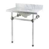 Templeton 30" x 22" Carrara Marble Bathroom Console Vanity with Acrylic Pedestal