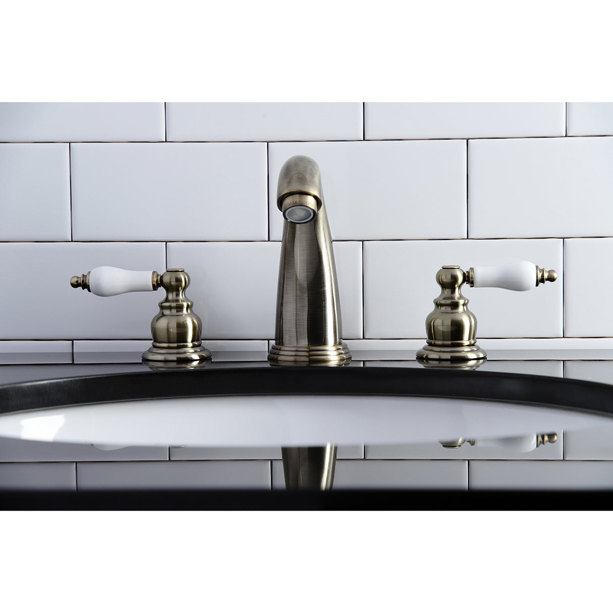 Victorian Two Handle 8 In. Two-handle 3-Hole Deck Mount Widespread Bathroom Sink Faucet