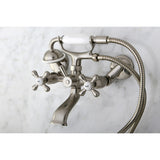 Wall Mount Clawfoot Tub Faucet With Hand Shower, Two Hole Installation